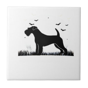Lakeland Terrier Hund � Halloween Mond Silhouette Fliese