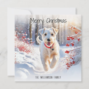 Lakeland Terrier Hund Winter Schnee Frohe Weihnach Feiertagskarte