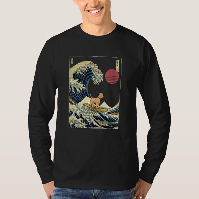 Lakeland Terrier Japanese Kanagawa Wave  Surf Dog T-Shirt (Vorderseite)