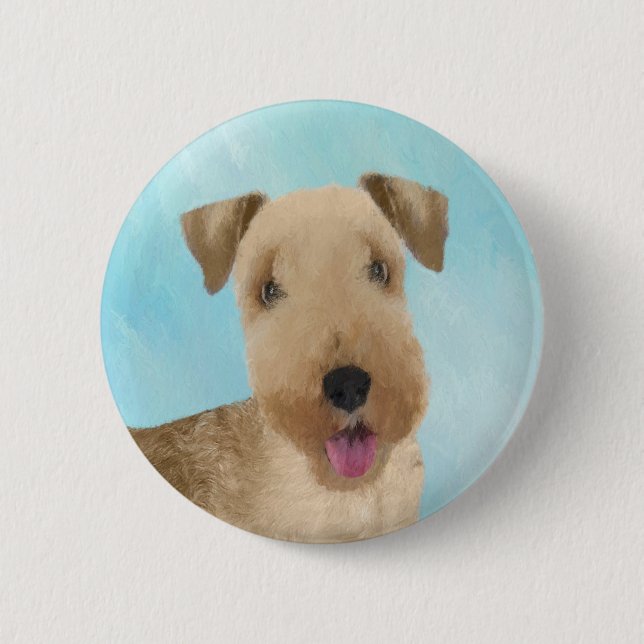 Lakeland Terrier Painting - Niedliche Original Dog Button (Vorderseite)