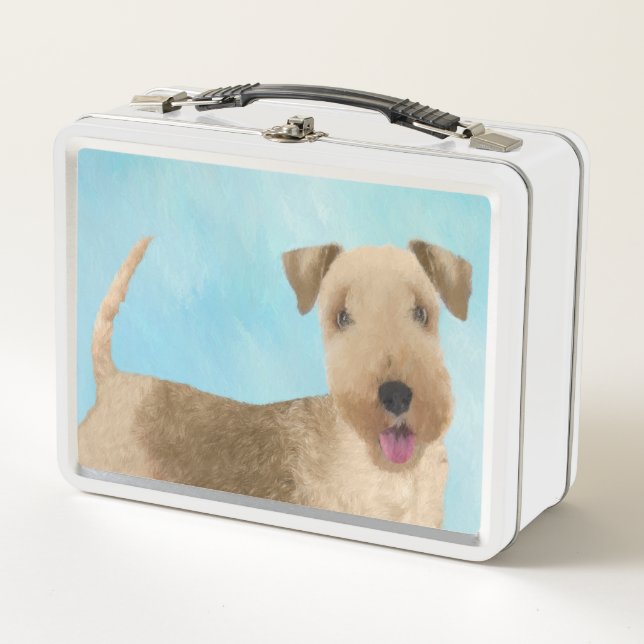 Lakeland Terrier Painting - Niedliche Original Dog Metall Brotdose (Vorderseite)