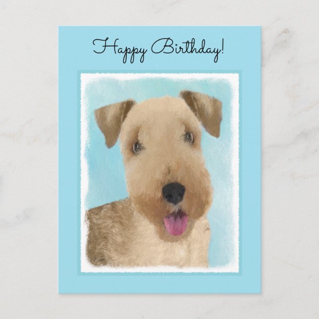 Lakeland Terrier Painting - Niedliche Original Dog Postkarte (Vorderseite)