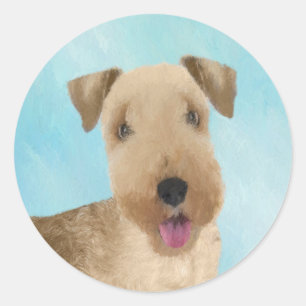 Lakeland Terrier Painting - Niedliche Original Dog Runder Aufkleber