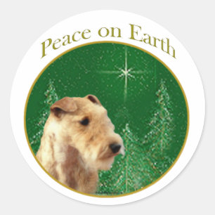 Lakeland Terrier Peace Runder Aufkleber