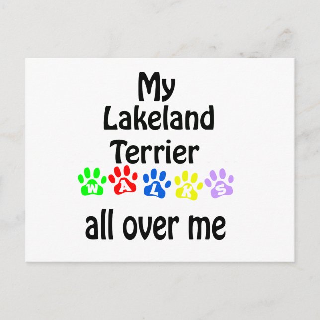 Lakeland Terrier Walks Design Postkarte (Vorderseite)