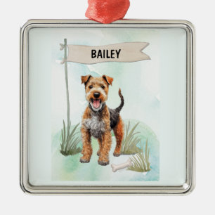 Lakeland Terrier Wasserfarben personalisierter Hun Ornament Aus Metall