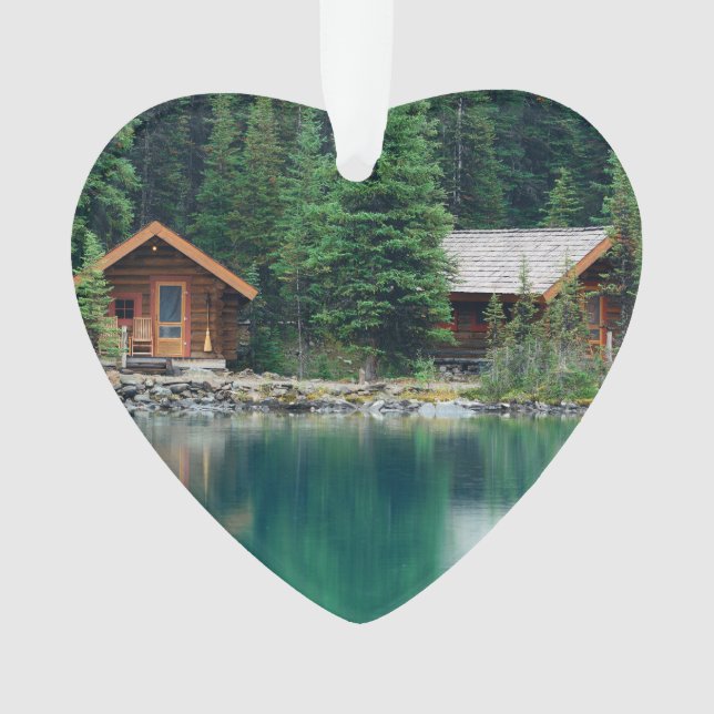Lakeside Cabin Dating Foto Custom Ornament (Vorderseite)