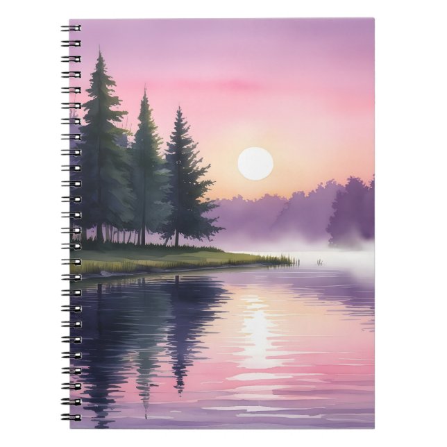 Lakeside Morning Mist Notebook Notizblock (Vorderseite)