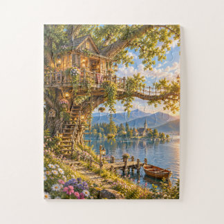 Lakeside Treehouse Retreat Jigsaw Puzzle