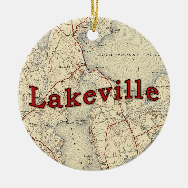 Lakeville Massachusetts alte Karte Keramik Ornament (Vorne)
