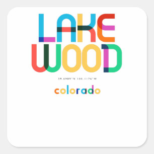 Lakewood Colorado Mid Century, Pop Art, Quadratischer Aufkleber