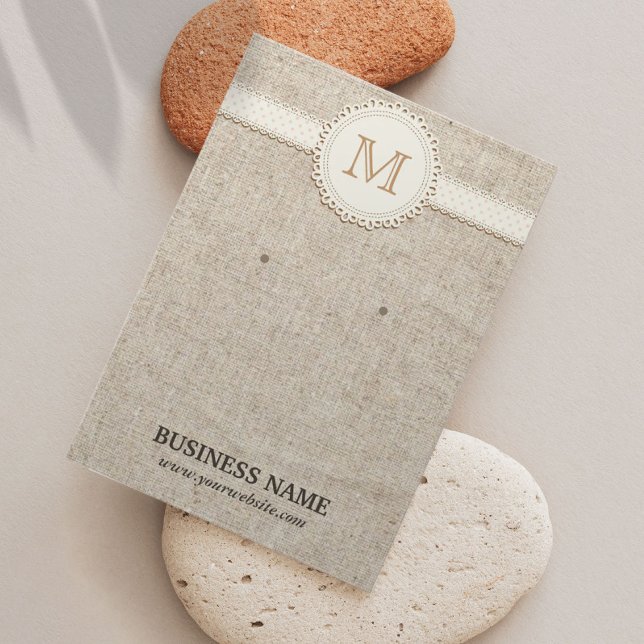 Lakierte Monogramm-Burlap-Ohrring-Display-Karten (Von Creator hochgeladen)