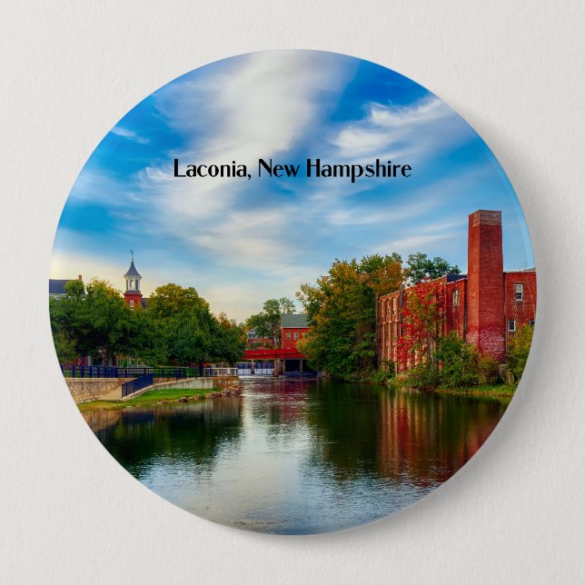 Lakonia, New Hampshire, landschaftliche Landschaft Button (Vorderseite)
