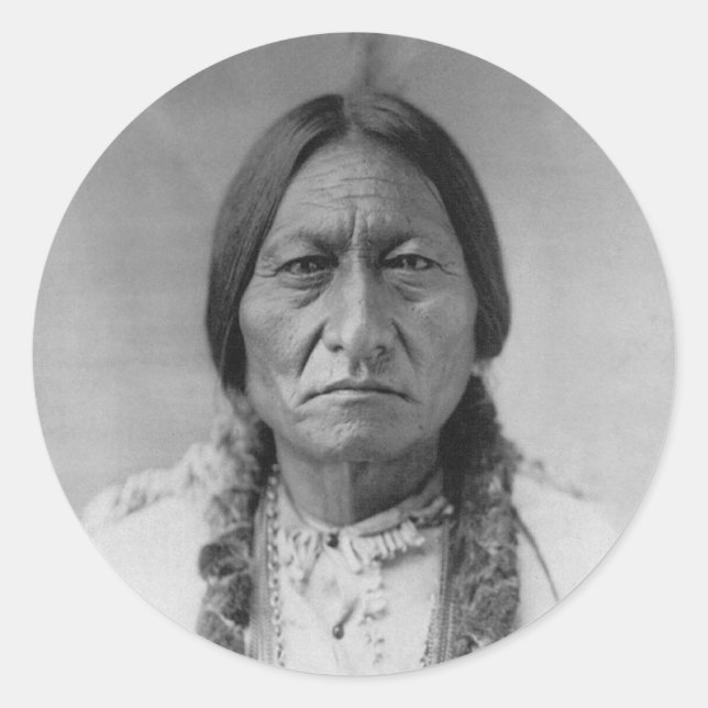 Lakota Amerikanische Ureinwohner Chief Sitting Bul Runder Aufkleber (Vorderseite)