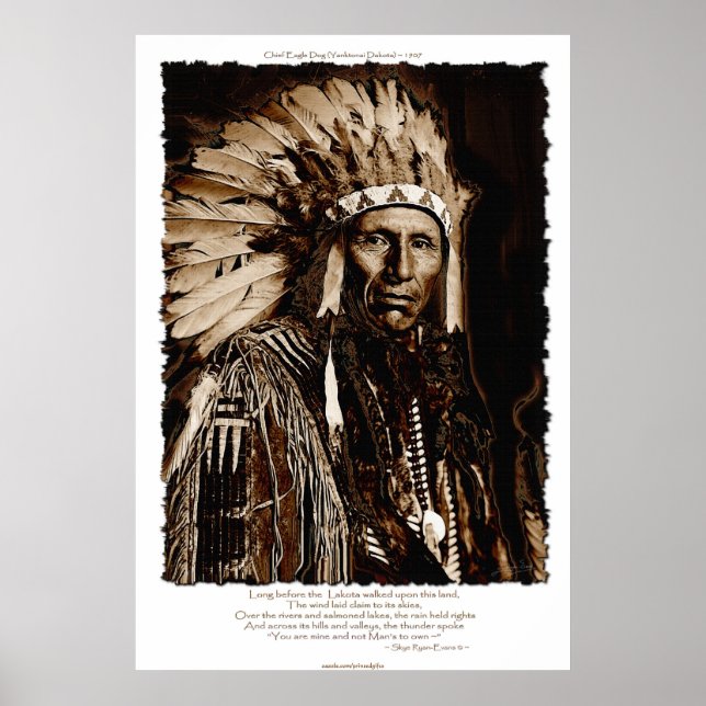 Lakota Chieftain Art & Native American Gedicht Poster (Vorne)