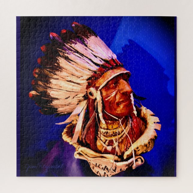 "Lakota-Häuptling" Original-Kunstpuzzle Puzzle (Vertikal)