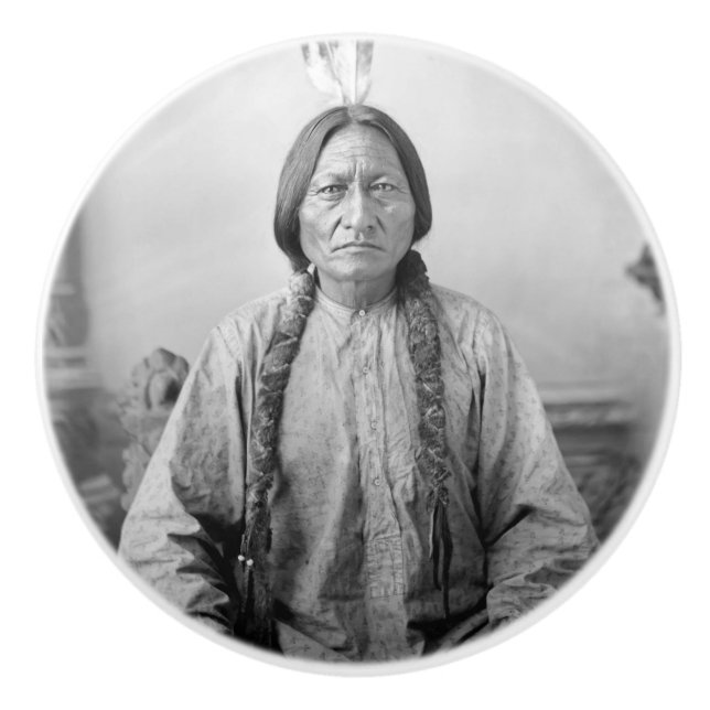 Lakota Leader sitzt Bull Native Amerikanische Urei Keramikknauf (Vorderseite)
