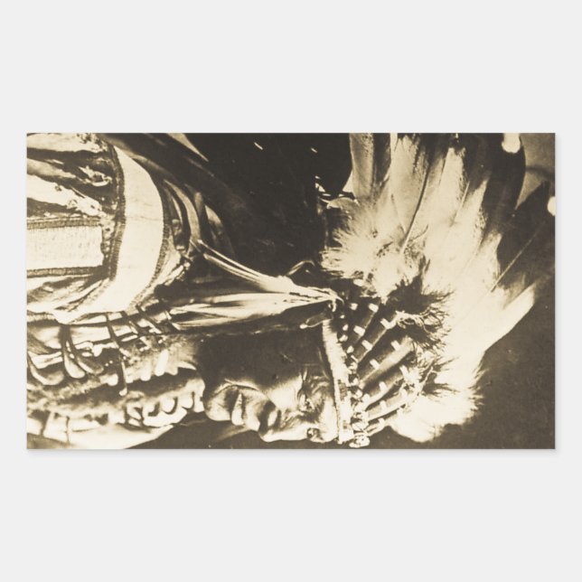 Lakota Sioux Chief White Swan Rechteckiger Aufkleber (Vorderseite)