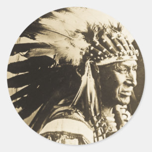 Lakota Sioux Chief White Swan Runder Aufkleber