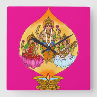 Lakshmi Ganesh Wall Clock Quadratische Wanduhr