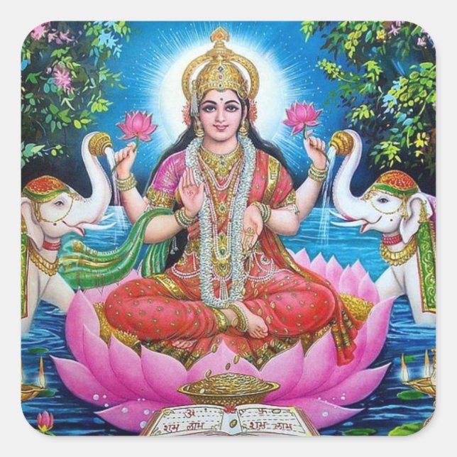 Lakshmi Goddess Large Square Sticker (Vorderseite)