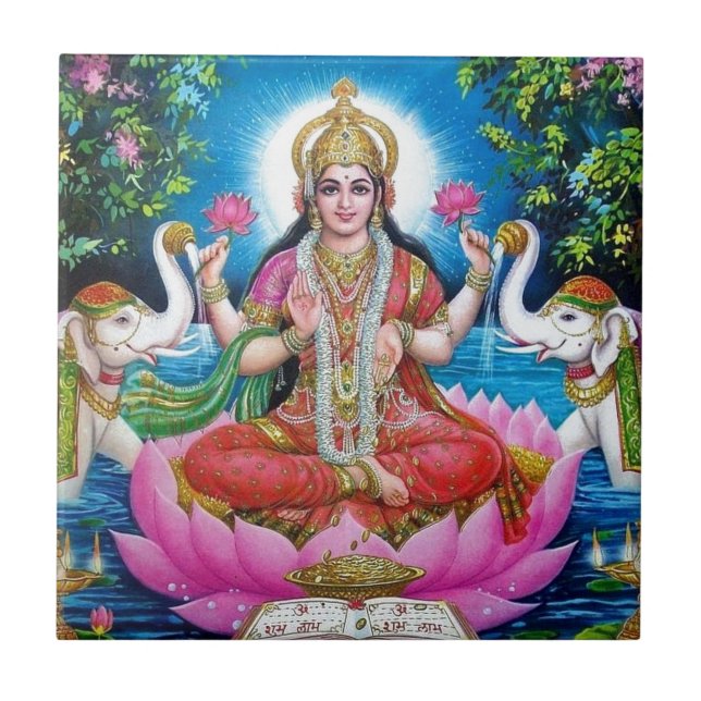 Lakshmi Göttin der Liebe, des Wohlstandes und des Fliese (Vorderseite)