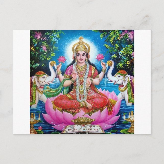 Lakshmi Göttin der Liebe, des Wohlstandes und des Postkarte (Vorderseite)