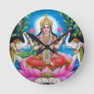 Lakshmi Göttin der Liebe, des Wohlstandes und des Runde Wanduhr