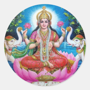 Lakshmi Göttin der Liebe, des Wohlstandes und des Runder Aufkleber