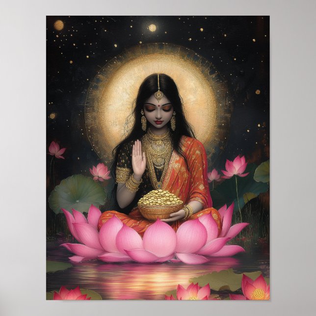 Lakshmi-Göttin des Wohlstands und des guten Glücks Poster (Vorne)
