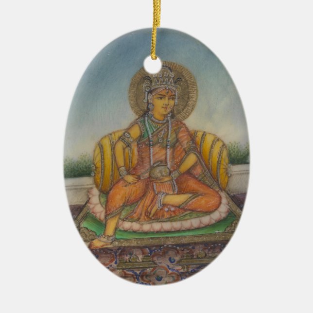 Lakshmi-Göttin des Wohlstands und Wohlstands Keramik Ornament (Vorne)