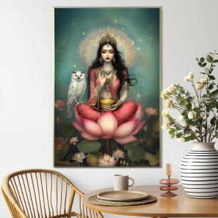 Lakshmi Hinduistische Göttin des Wohlstands Eule L Poster