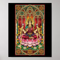 Lakshmi Reichtum Göttin Glasmalerei Hinduismus Myt