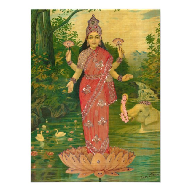 Lakshmi von Raja Ravi Varma Fotodruck (Vorne)