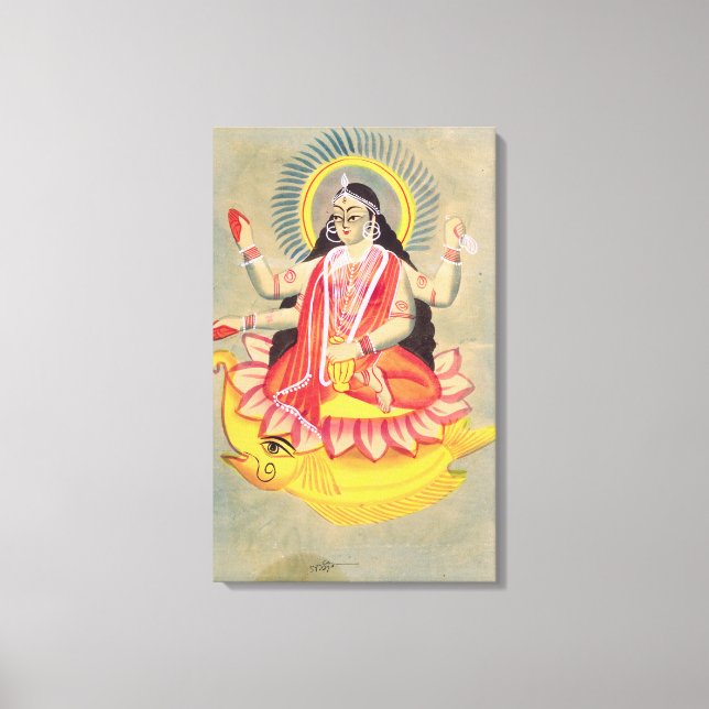 Laksmi, auf einem Thron von Lotus-Blätter, c.1890 Leinwanddruck (Vorderseite)