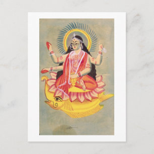 Laksmi, auf einem Thron von Lotus-Blätter, c.1890 Postkarte