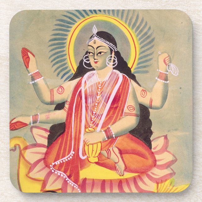 Laksmi, das auf einem Thron des Lotos-Blätter, Getränkeuntersetzer (Vorderseite)