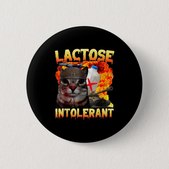 Laktoseintolerante alberne Katzen-Meme Lustiger Sp Button (Vorderseite)