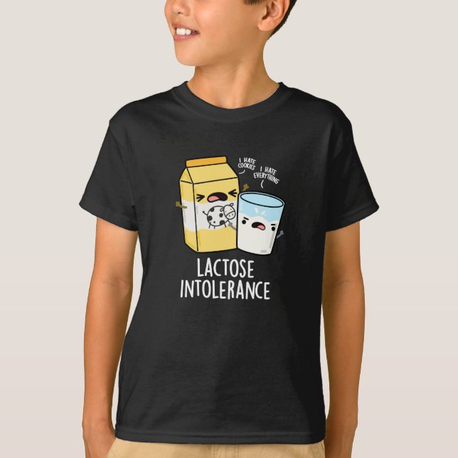 Laktoseintoleranz Funny Milk Pun Dark BG T-Shirt (Vorderseite)
