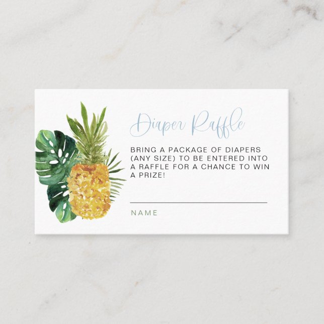 LALANI Blue Luau Tropical Diaper Raffekarte Platzkarte (Vorderseite)