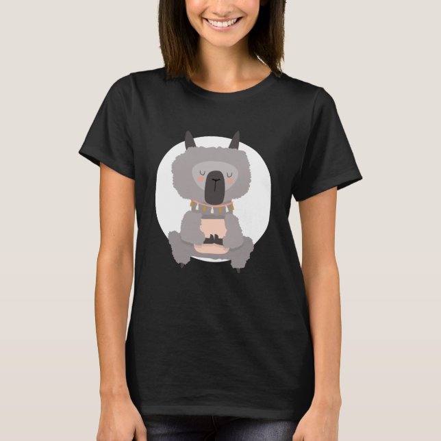 Lama Alpaca Yoga Pose Yogi Namaste T-Shirt (Vorderseite)