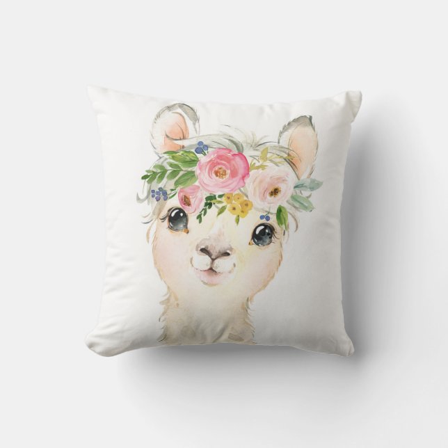 Lama-Alpaka Boho Kissen (Vorderseite)
