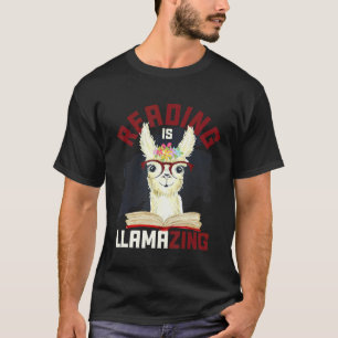 Lama Alpaka Buch Nerd Bibliothekar Buchlesen T-Shirt