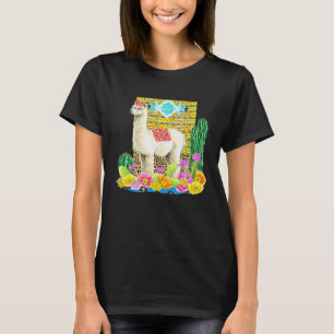 Lama Alpaka Fiesta Kaktus Blume Tier T-Shirt