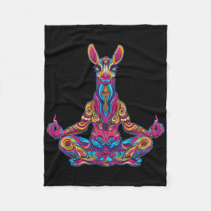 Lama Alpaka meditierend trippy psychedelisch lusti Fleecedecke