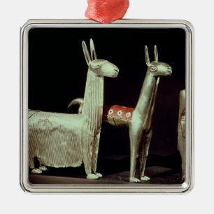 Lama, Alpaka und Frau Silbernes Ornament