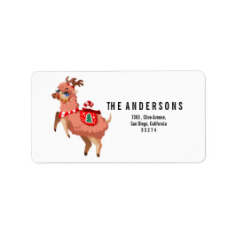 Lama auf dem Weihnachtsschild Adressaufkleber