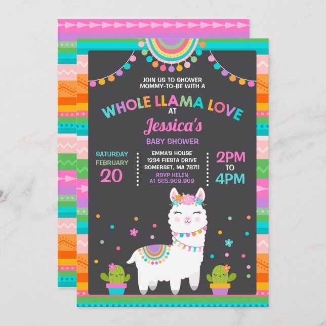 Lama Baby Shower Einladung Ganze Lama Liebe Baby (Vorne/Hinten)