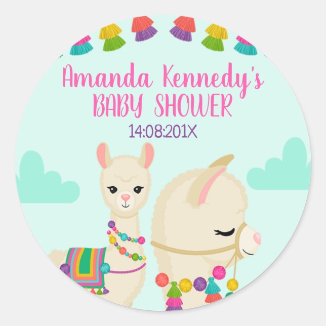 Lama Baby Shower Sticker (Vorderseite)