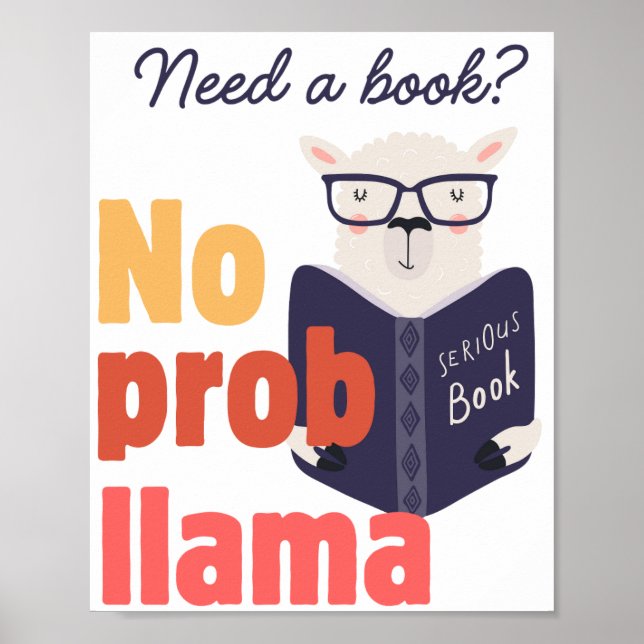 Lama-Bücherposter Poster (Vorne)